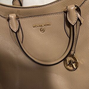 Michael Kors Tan Pebbled Leather Tote with Gold Hardware